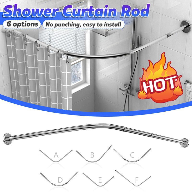 New punch-free stainless steel adjustable arc telescopic shower curtain ...