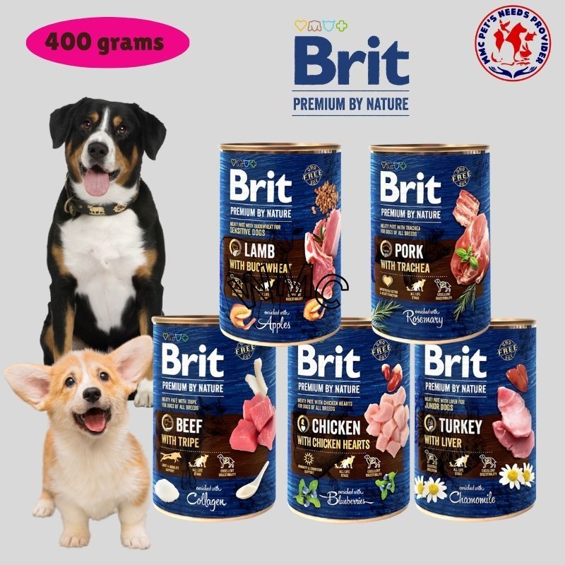 400g Brit Premium by Nature Wet Dog Food Can Dog Essentials WMC