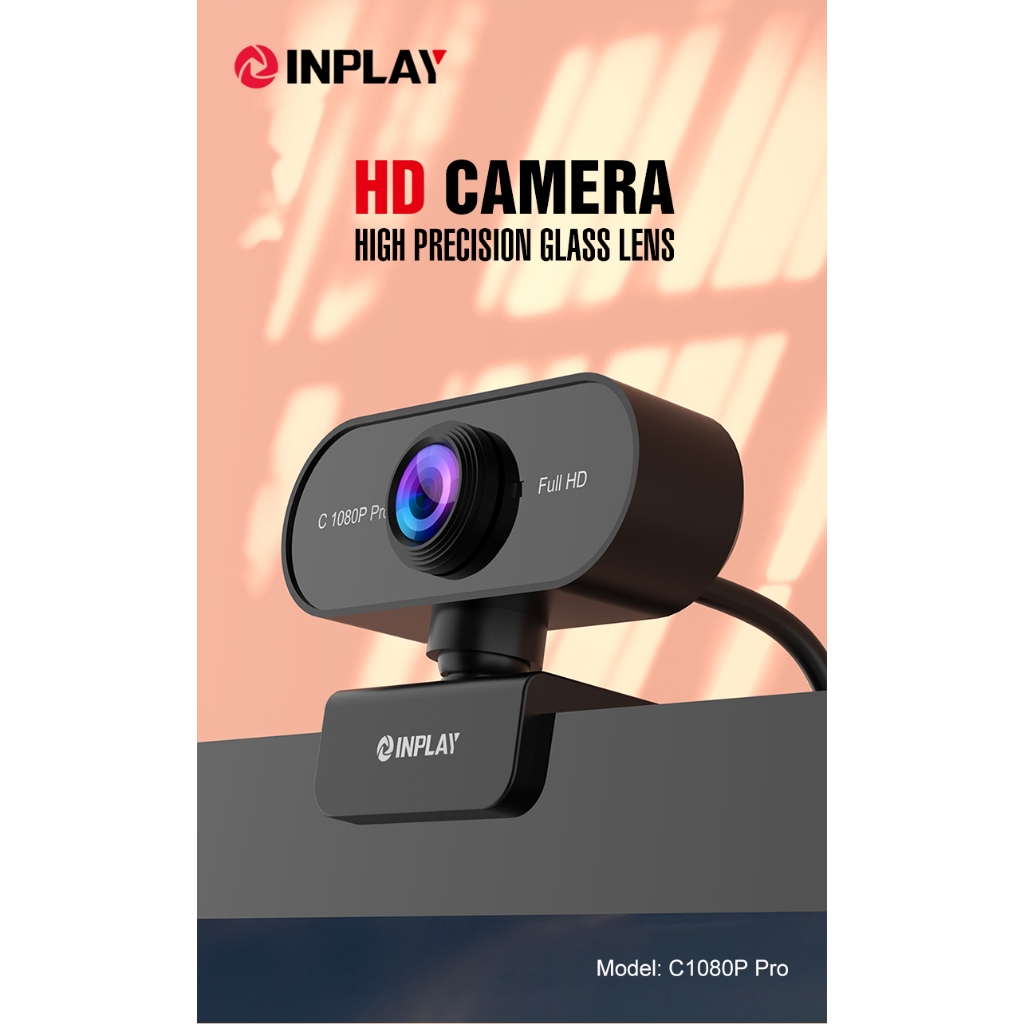INPLAY C1080 Pro Full HD Webcam with Microphone USB Plug for PC ...