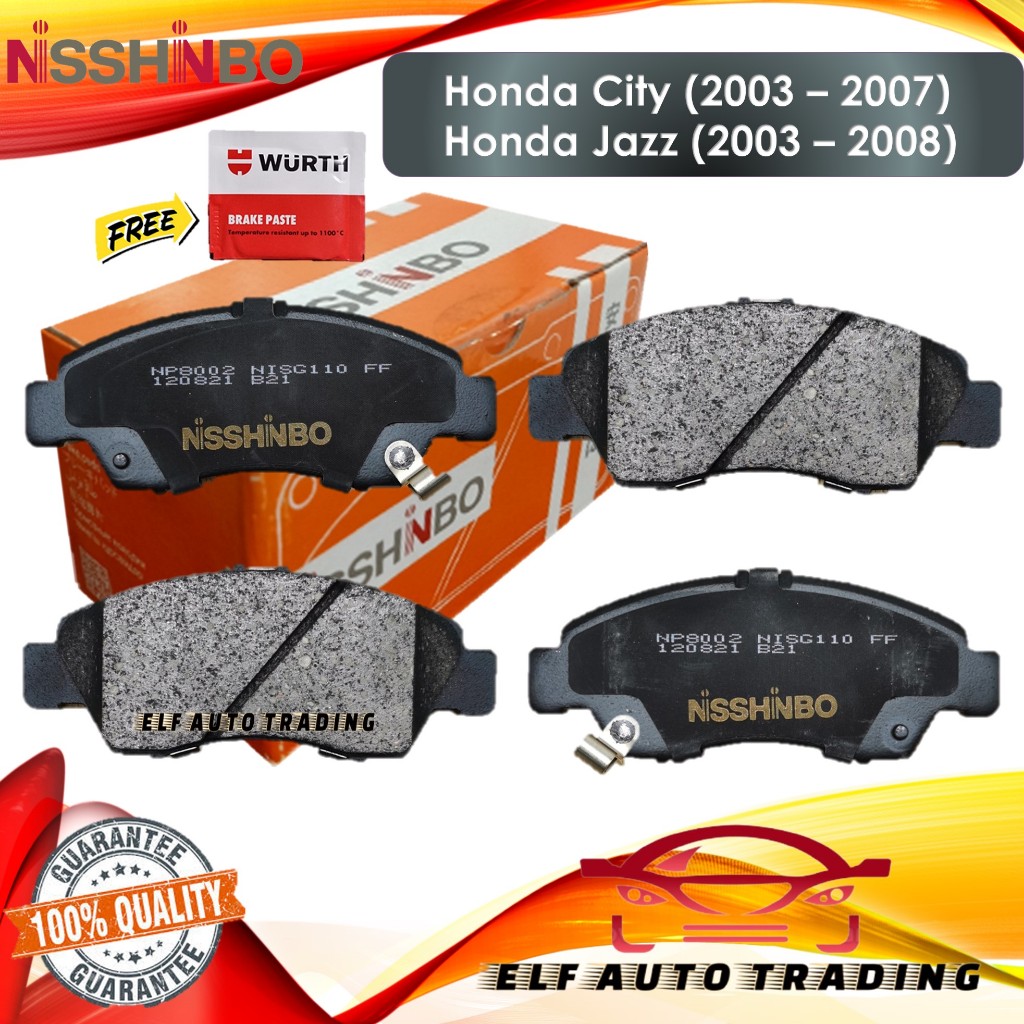 Genuine Nisshinbo Front Brake Pads with SHIMS for Honda City (2003