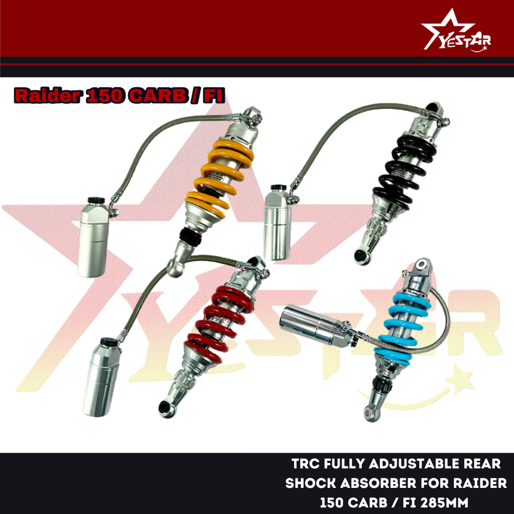 Yestar (TRC) Rear Shock Absorber For Raider 150 CARB / FI 285mm FULLY ...