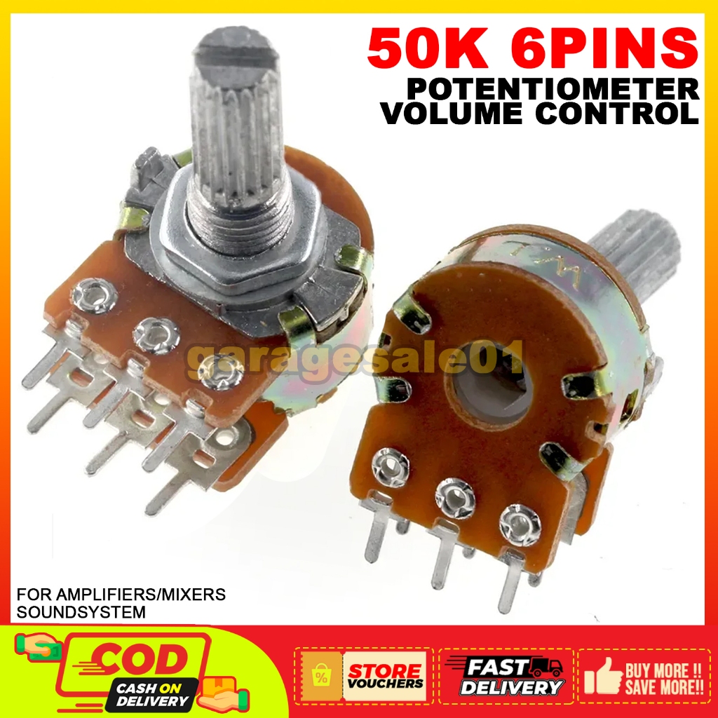 GARAGESALE01 Potentiometer 50k 6pins Stereo Universal Volume Control ...