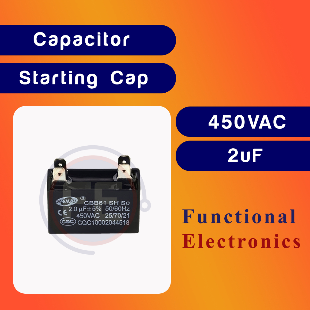 2PCS 2.0UF 450VAC Starting Capacitor | Shopee Philippines