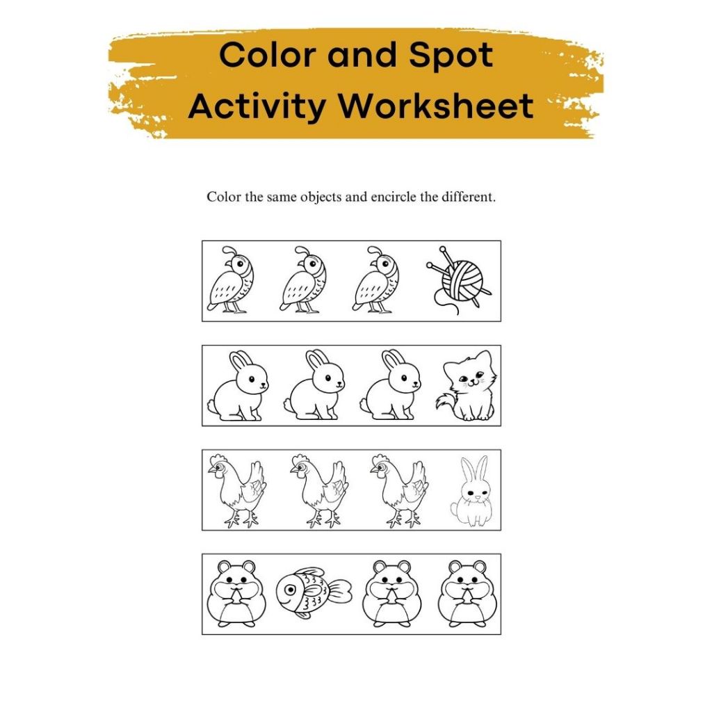 Color and Spot Activity | Identify and Color Same Objects, Spot the ...