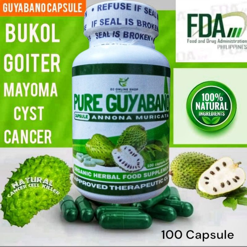 Authentic Guyabano Capsule Herbal Supplement 500mg/100 Capsule (Boost ...