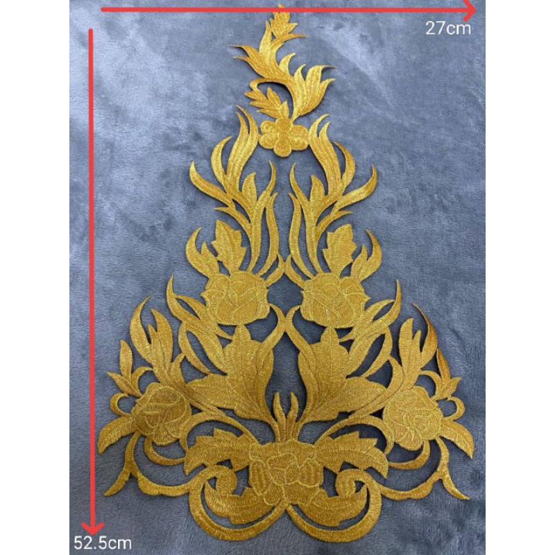 (Embroidery IRON Patches) GOLD FLOWER DESIGN Accessories Thread Gold ...