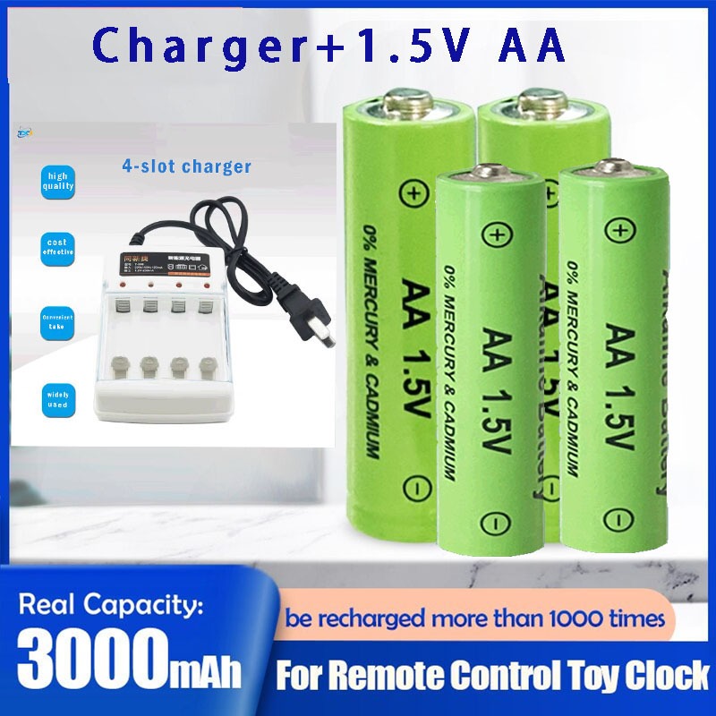 New Brand AA 1.5V 3800mAh RechargeaBlebattery AAA 3000mAh Nlkaline rechargeable battery highCapacity Shopee Philippines