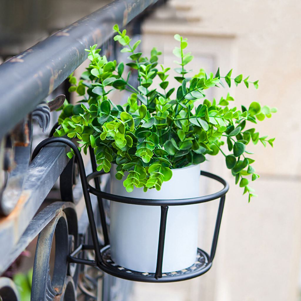 Balcony hanging plant rack fence circular flower pot rack railing fence ...