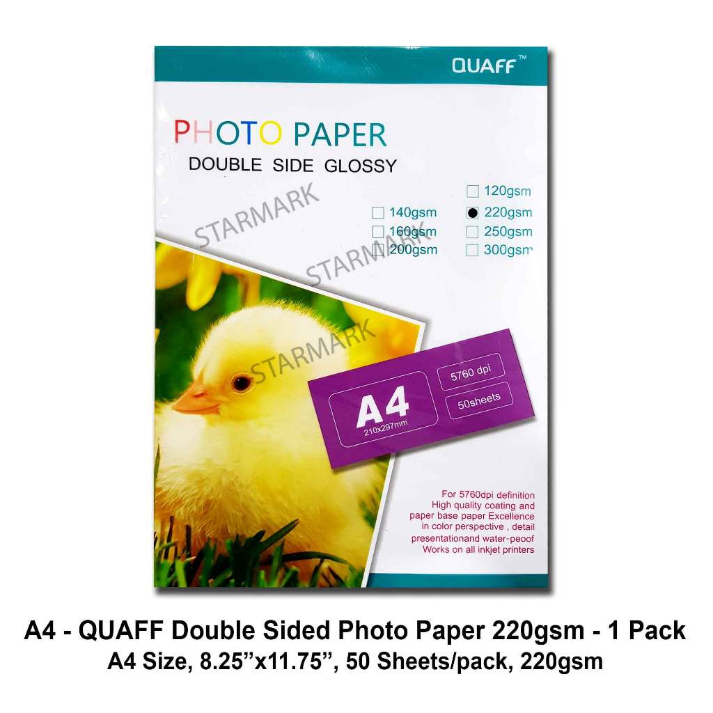 Quaff Double Sided Photo Paper 220gsm Glossy, Double Side Papers ...