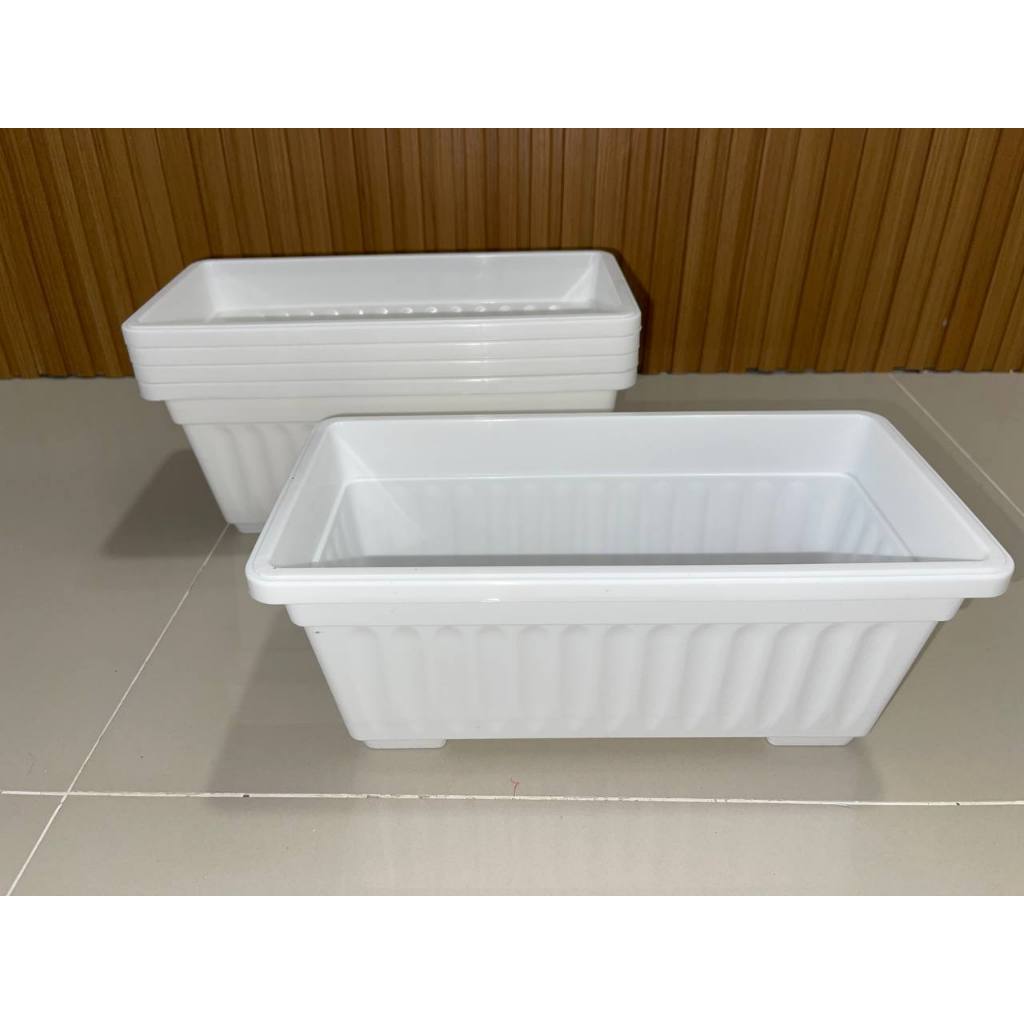 set of 5pcs. big white rectangular pot for plant 27x11x12 cm / paso ...