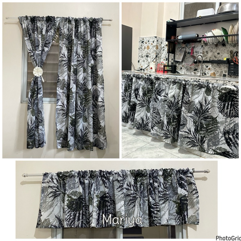 Mariyas Grey Curtain NonRing SUKSUKAN Kurtina for Window/Sink/Valances