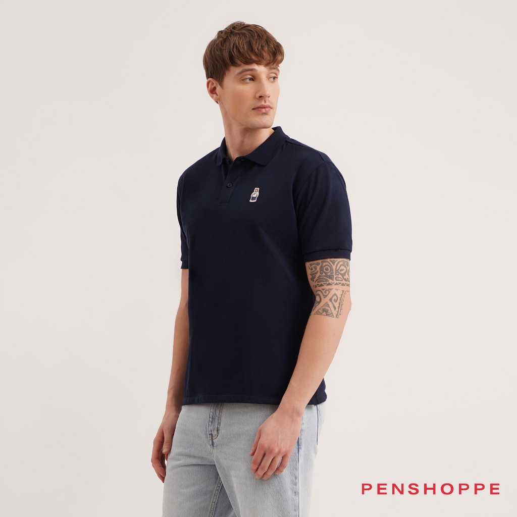 Penshoppe Relaxed Fit Polo With Crew Bear Patch Embroidery For Men