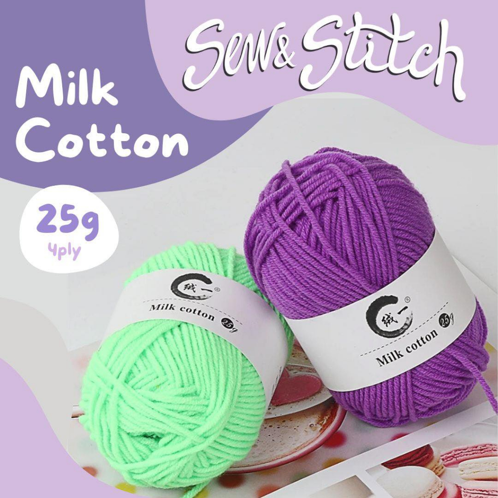 Milk Cotton Crochet Knitting Yarn 4ply 25g SewandStitch Shopee Philippines