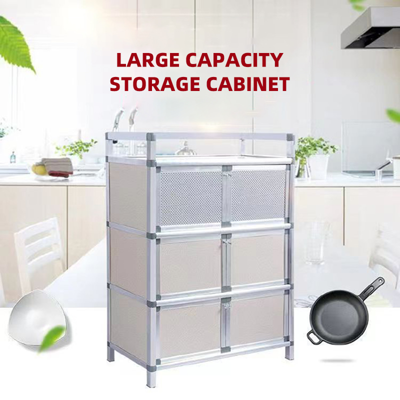 3 layers Aluminum Alloy Kitchen Cabinet Organizer Shelf Storage Rack ...