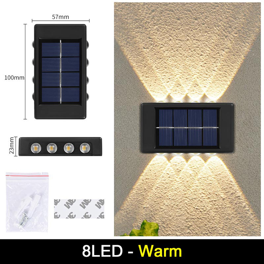 4/6 LED Solar Light Outdoor Waterproof Double Head Wall Lamp Fence Lamp ...