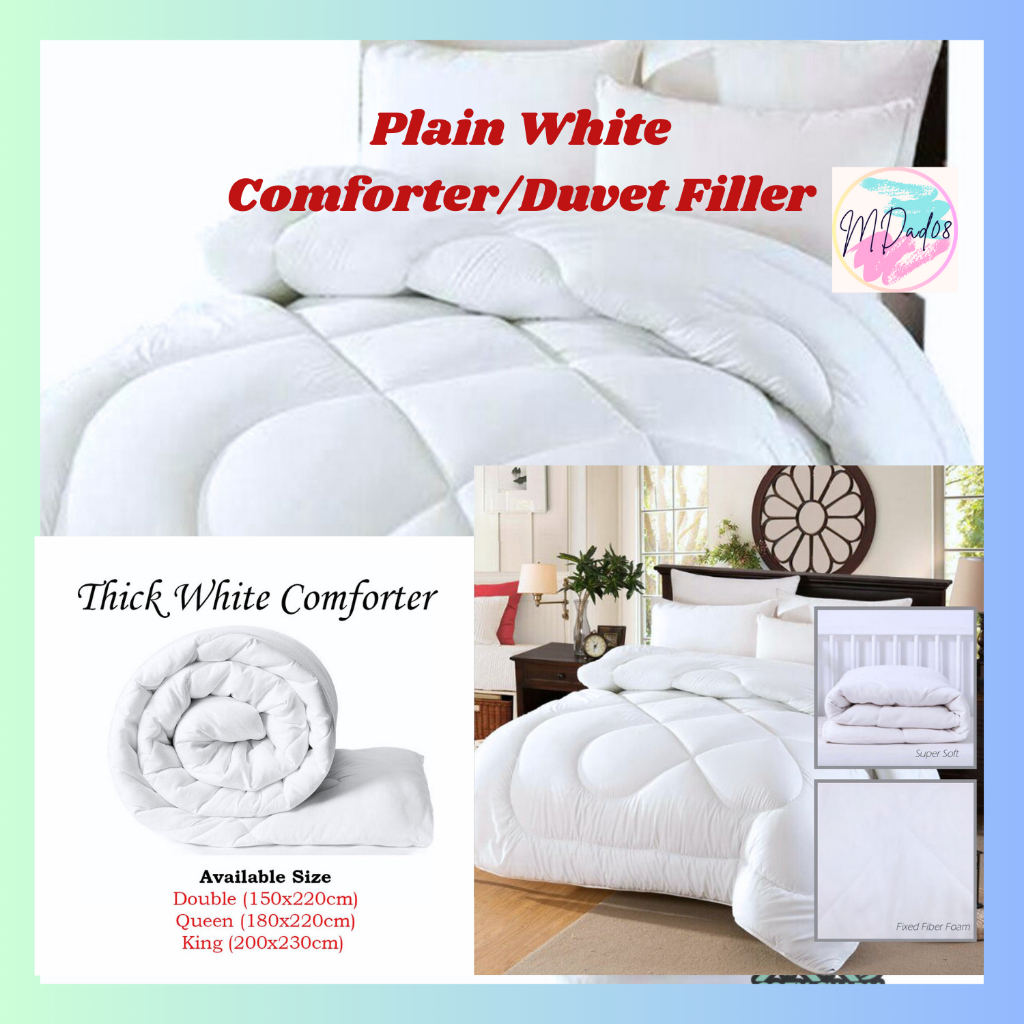 MDad08 Hotel Home Cozy Charm High Quality Plain White Comforter/Duvet