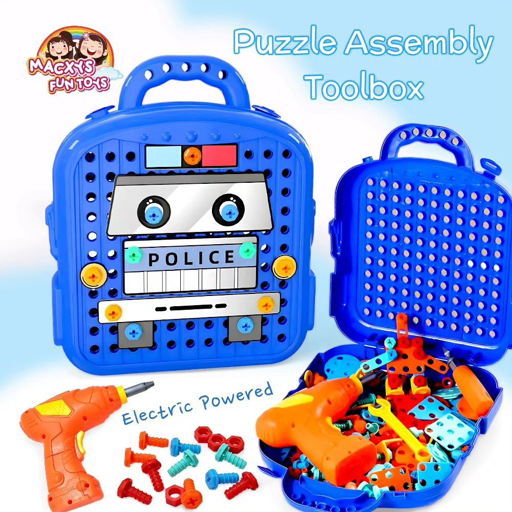 Puzzle Assembly Toolbox Toy with Electric Powered Tool (Macxy's Fun
