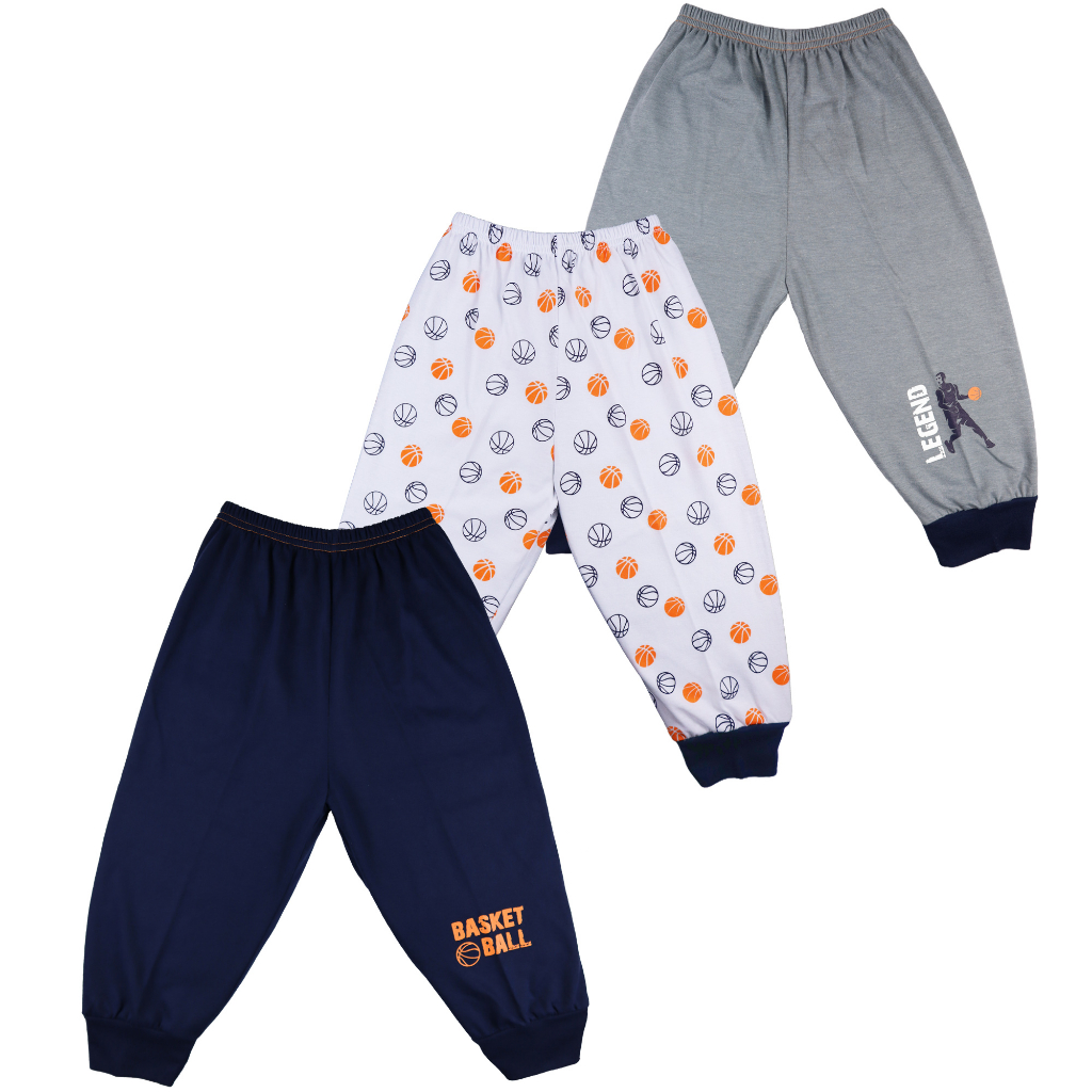 Teeter Totter 3piece Boy 2 to 5 year olds Cotton Pajama Pants leg band (Basketball Legend) 3in1
