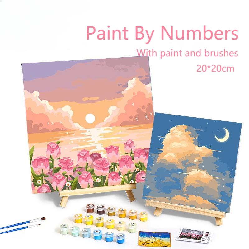 Digital Oil Paint By Numbers 20X20cm Canvas Frame Number Painting Home ...