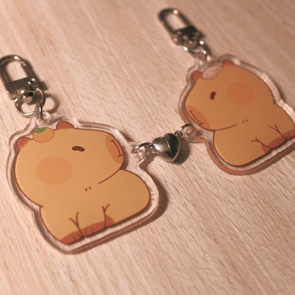 Chummy Capybaras Magnetic Heart Keychains | Couple Keychains | Capybara ...