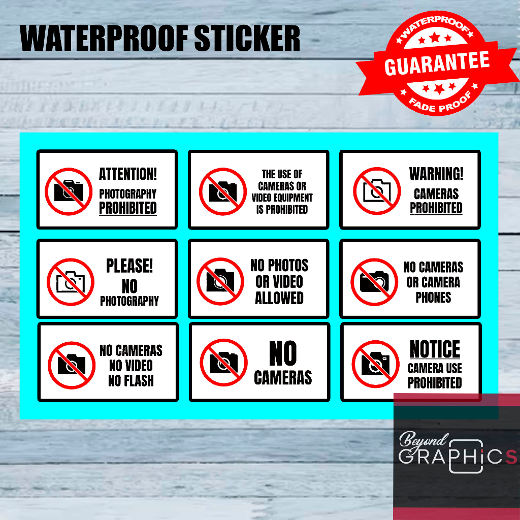 Bg No Photos Or Video Allowed Sticker Pvc Signage A4 Size 5 X 2 5 Inches Shopee Philippines