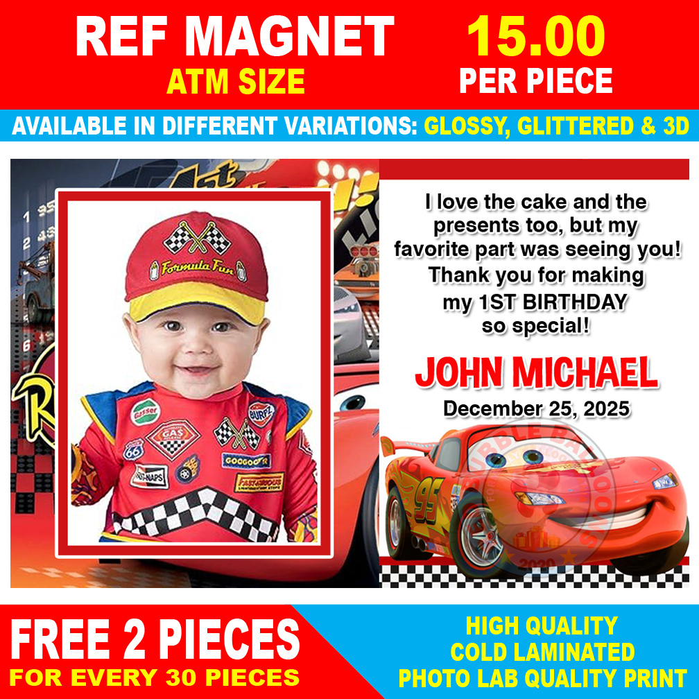 Cars Ref Magnet Souvenir Giveaway for Birthday Christening Baptism ...