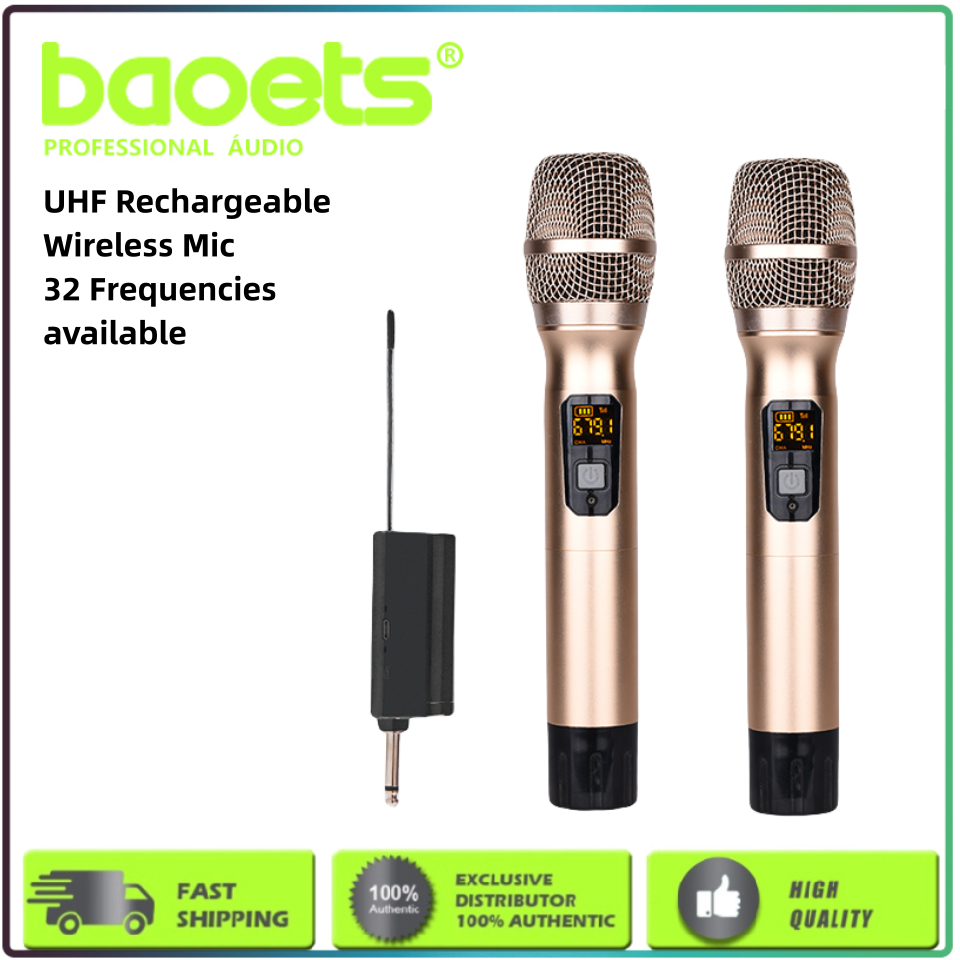 Rechargable UHF wireless microphone for karaoke with Multifrequencies