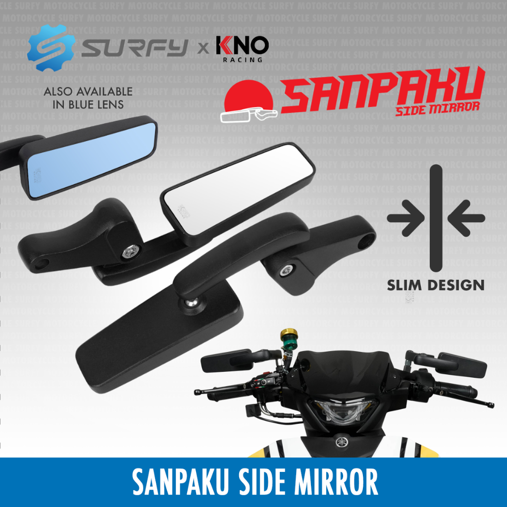 Kno Sanpaku Side Mirror Japanese Style Fully Adjustable Heavy Duty Alloy Walang Grado Lens