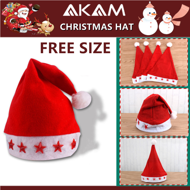 AKAM Christmas Xmas Hat Santa Claus Hat Christmas Cap Without Blinking