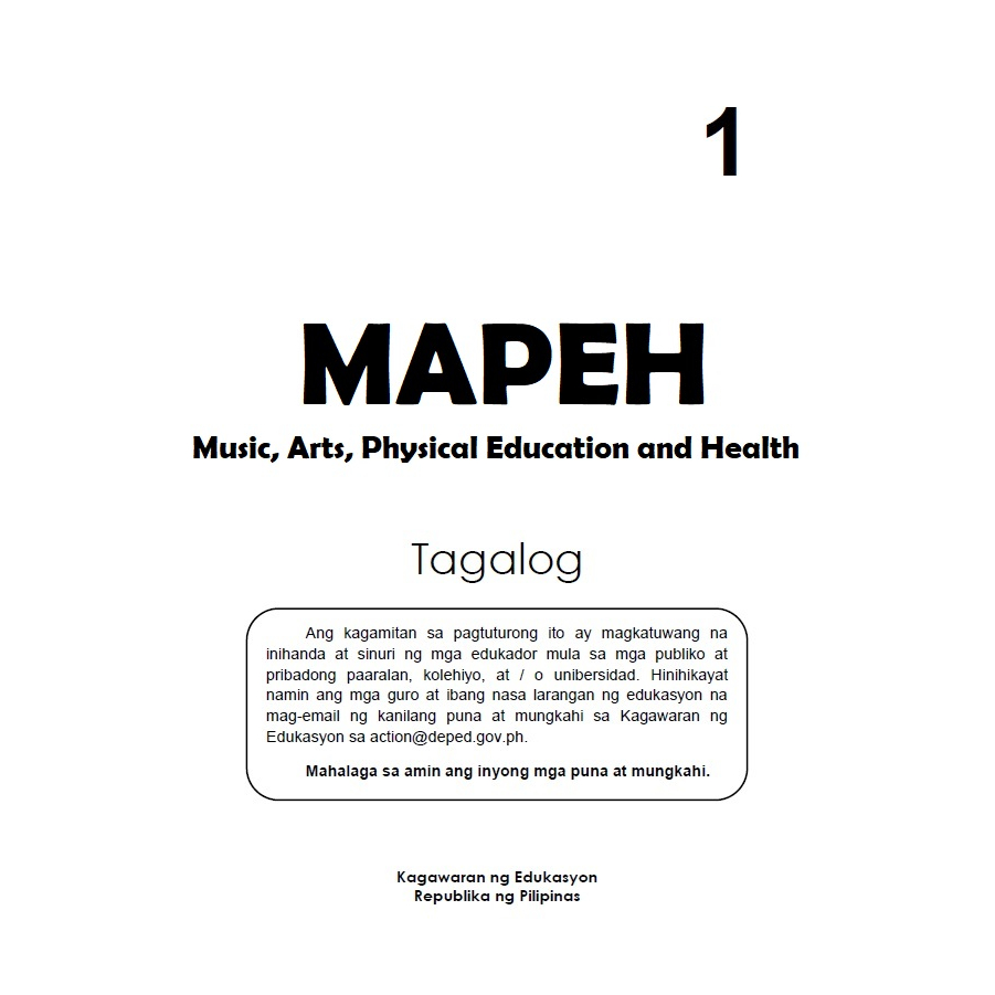 Grade 1 MAPEH Learner's Material from DepEd Tambayan Colored Piso