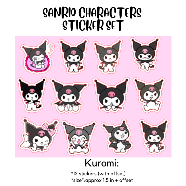 Sanrio Character Sticker Set 12 pcs. 24 pcs. My Melody Kuromi Keroppi ...