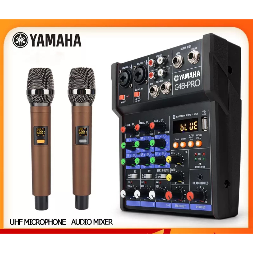 YAMAHA G4 POWER MIXER WITH NICE QUALITY WIRELESS MICROPHONE 4 Channels