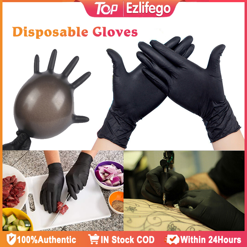 100Pcs/Box Black Tattoo Gloves Disposable Nitrile Vinyl Gloves For Food