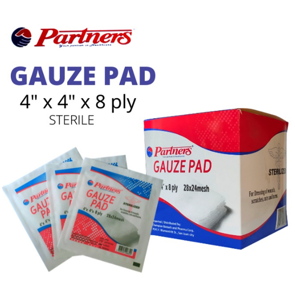 Gauze Pad 4 x 4 x 8 PLY STERILE (PARTNERS) 5 pcs Shopee Philippines