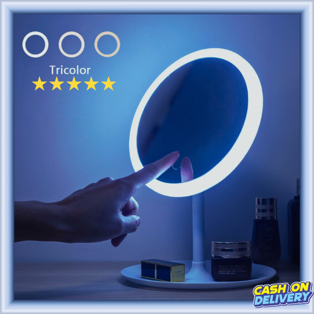 J&P LED Vanity Mirror Light Portable Standing Rechargeable Makeup Face Mirror Touch Screen 3