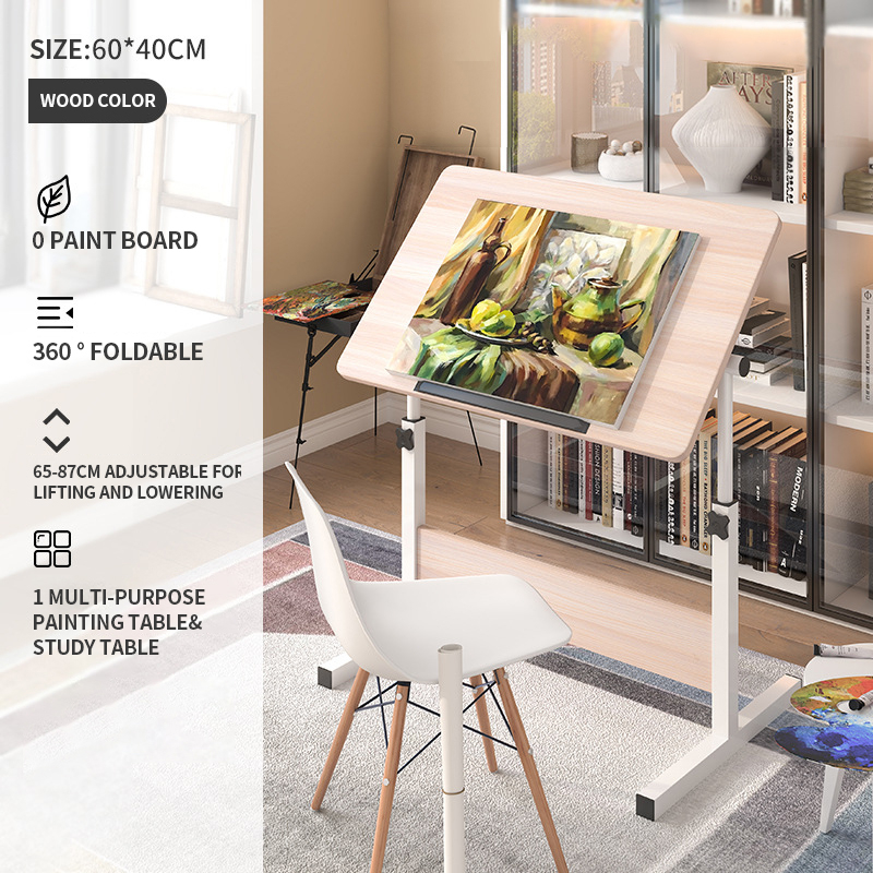 Drafting Glass Table With Extra Side Table Drawers And Leather