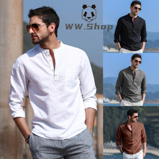 Men Yoga Shirts Solid Color Stand Collar Long Sleeve Shirt Casual