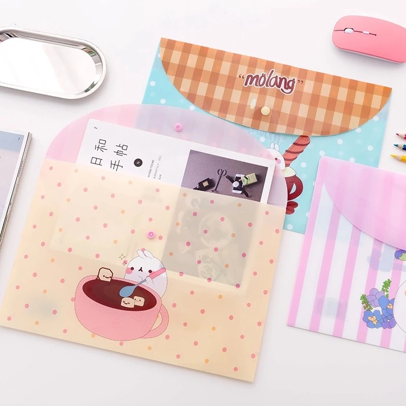 A4 plastic envelope cute cartoon file bag student stationery 1pc ...
