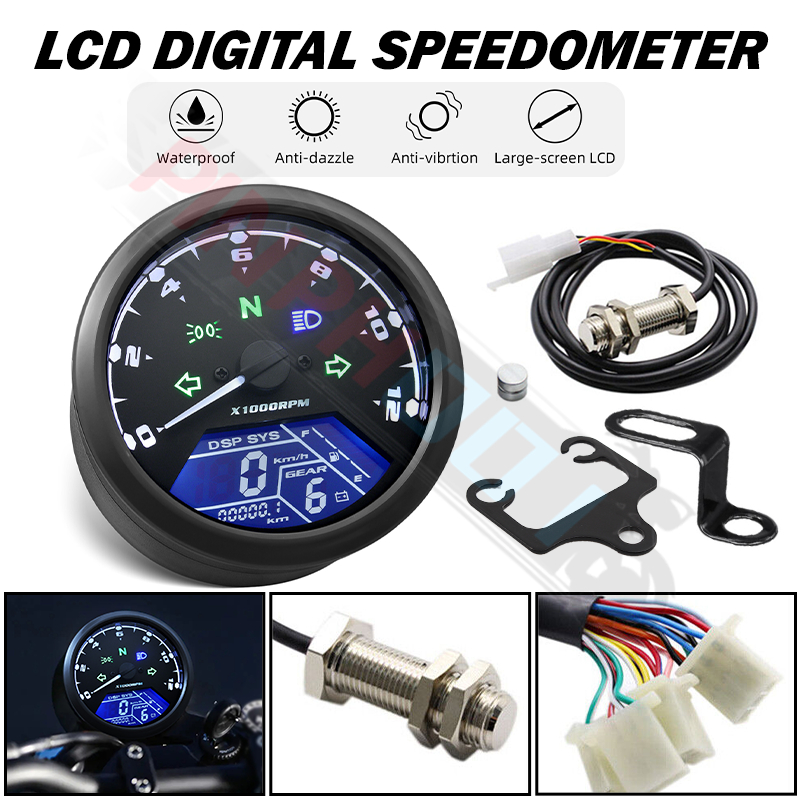 Motorcycle Speedometer Odometer Digital LCD Multifunction Digital