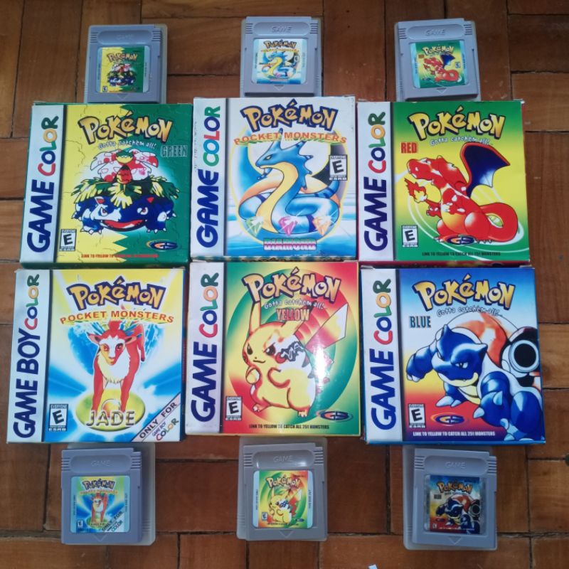 Pokemon GBA/GB/GBC Cartridge Red, Green, jade, yellow, Blue and Diamond ...