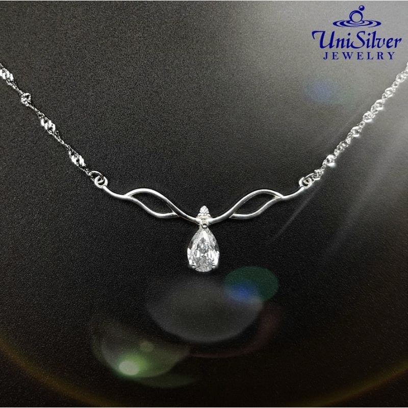 Unisilver 925 Sterling Silver Necklace With PearShaped Pendant (NPS346
