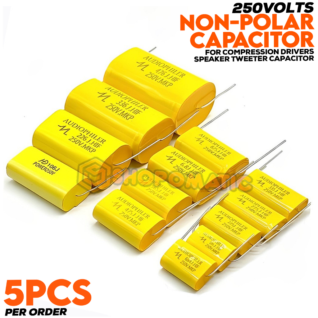 🟧5Pcs Non-Polarity Capacitor 0.68UF 1.5UF 2.2UF 5.6UF 12UF 15UF 22UF ...