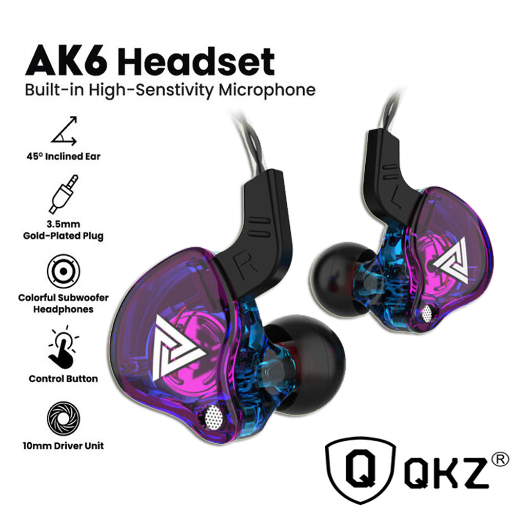 QKZ AK6/AK6 PRO Sports Earphones Dynamic Earbuds with Microphone ...