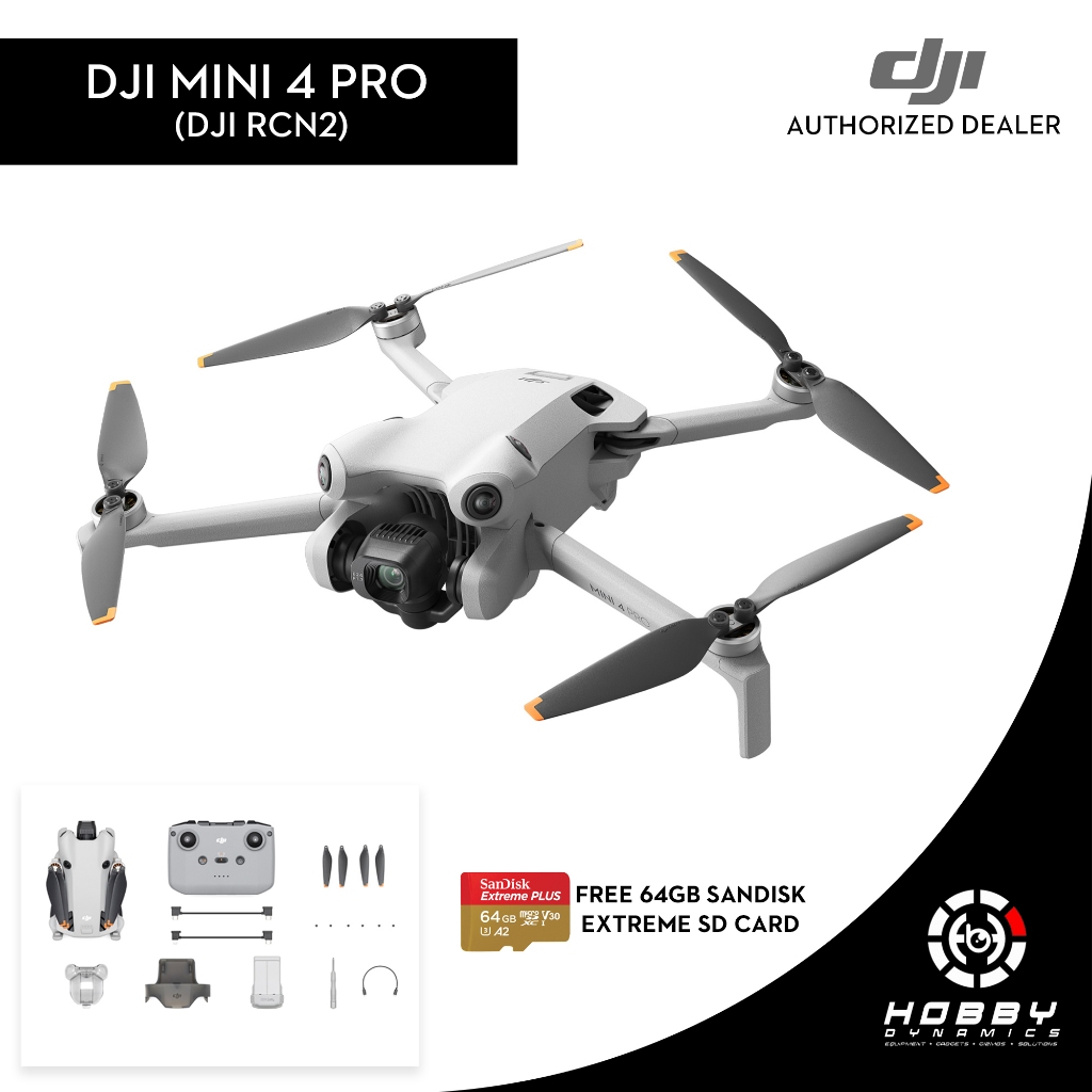 DJI Mini 4 Pro (DJI RCN2) with FREE Sandisk Extreme 64GB SD Card