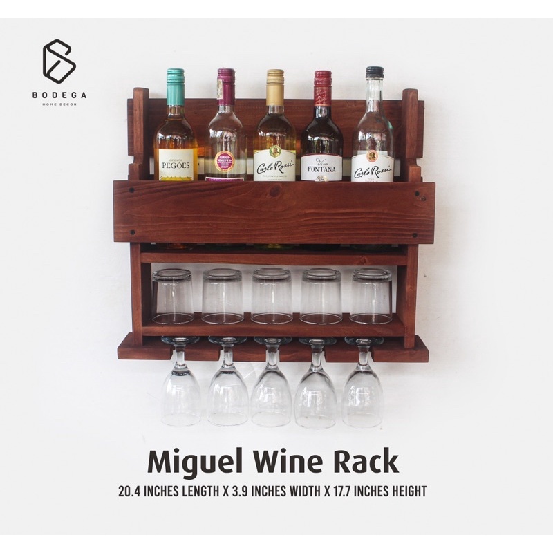 Miguel Wine Rack Mahogany - Bodega Home Decor(Hardwood) | Shopee ...