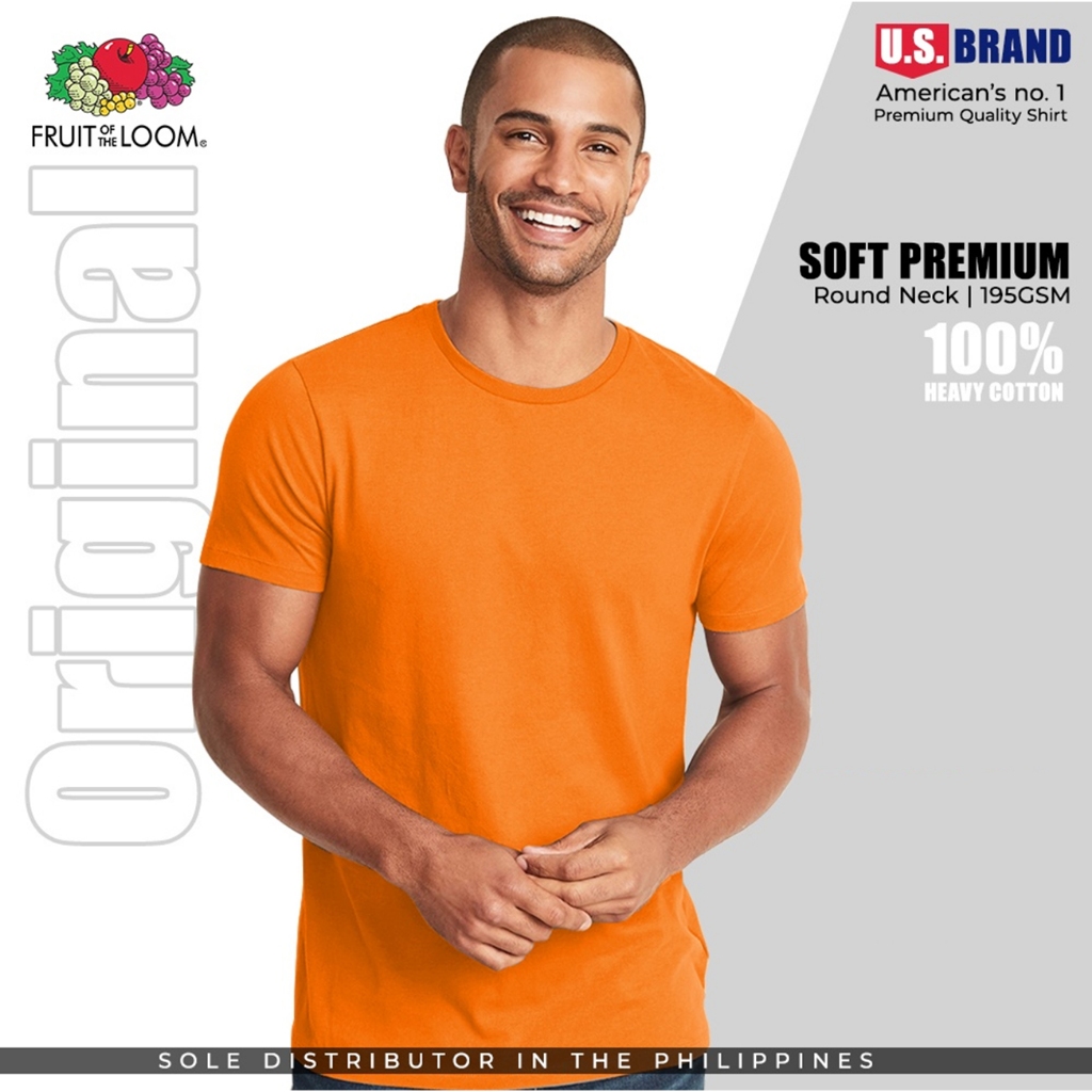 Fruit of the Loom Heather Gray Soft Premium Round Neck Tee 195gsm 100%  Cotton