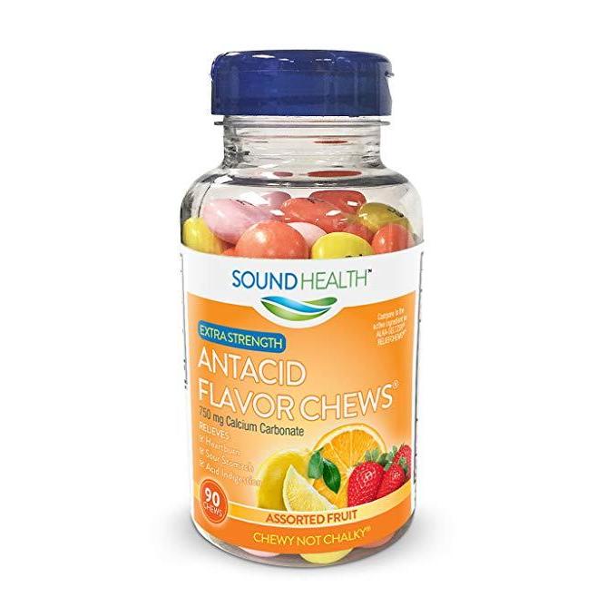 SoundHealth ExtraStrength Antacid Chews for Heartburn Relief, Assorted Fruit Flavor (90 ct