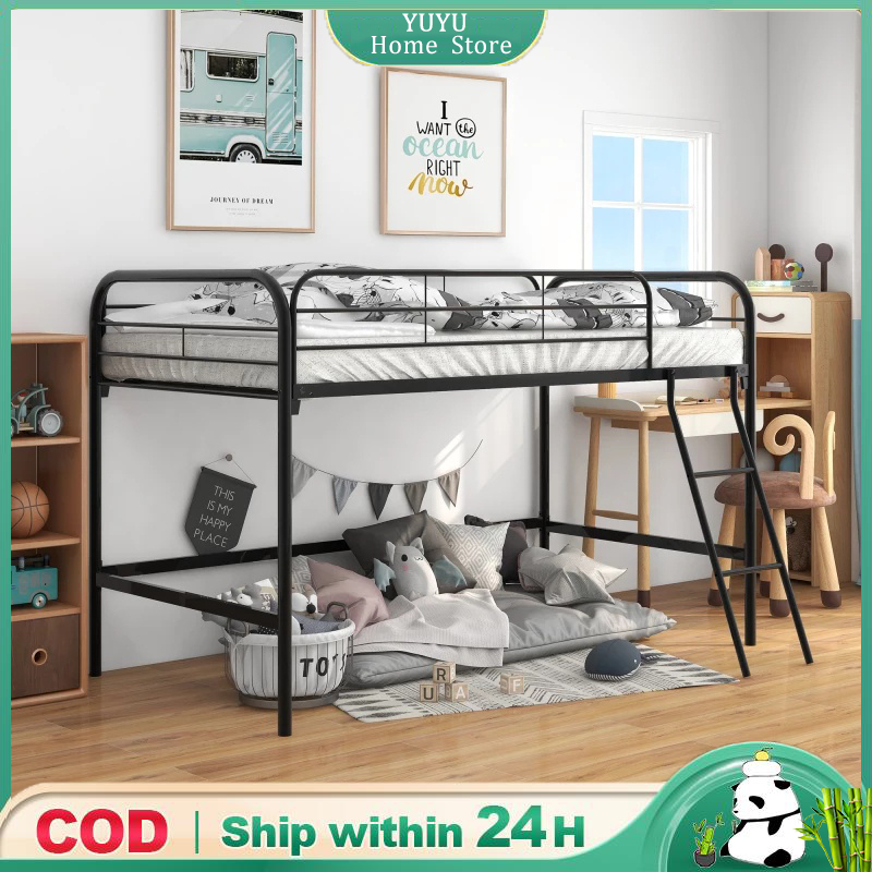 Loft Bed Frame Double Deck Bed Single Elevated Bed 190*100*127CM Iron