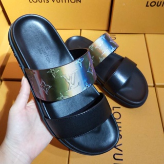 Louis Vuitton lv man casual slides black monogram eclipse sandals