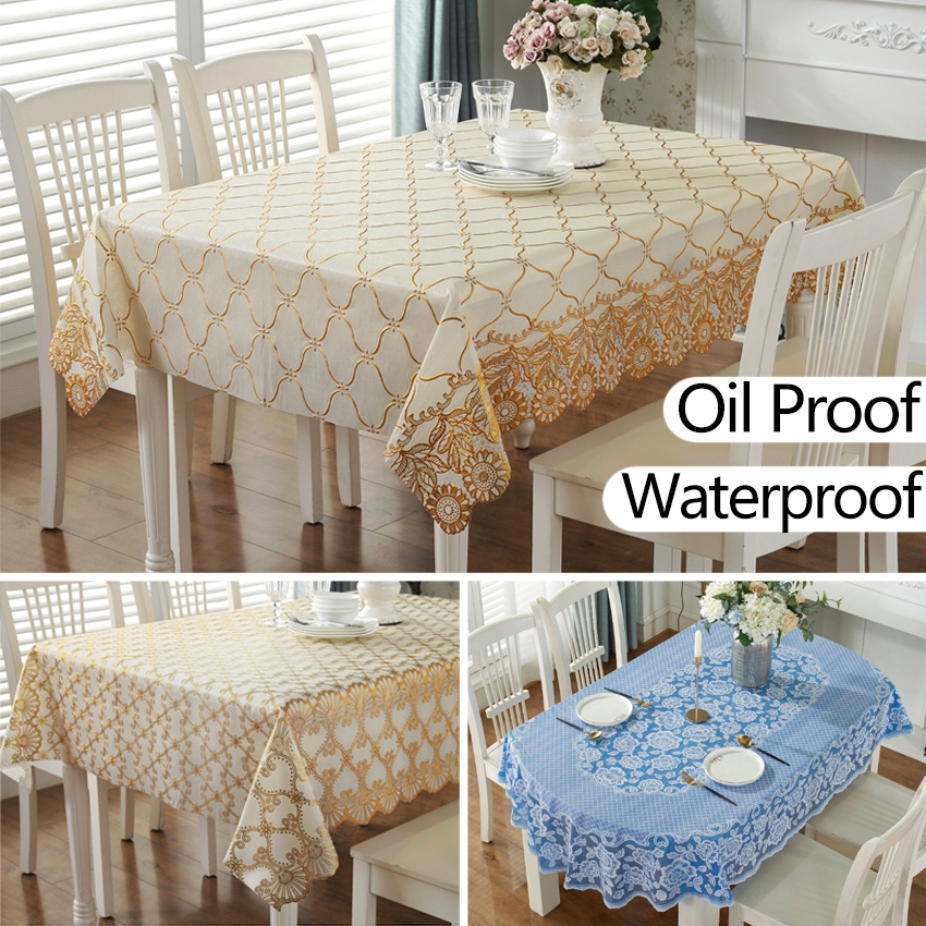 4/6/8/10 Seater Table Cover PVC Rectangle Table Mat Waterproof Non-Slip ...